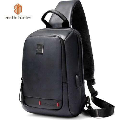 ARCTIC HUNTER Casual Sling Bag for Man USB Charging Crossbody Bags Pack Waterproof Chest Pouch Fit 10 Inch Ipad Mens Boslos