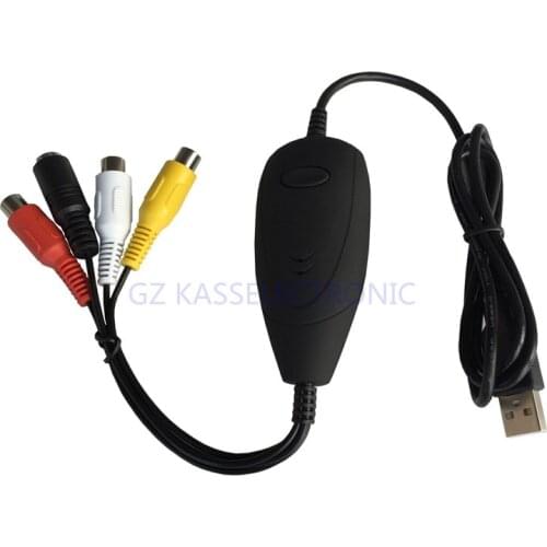 USB2.0 VHS Video to PC Converter, capture analog video audio from Hi8, vhs, tv, camcorder to computer for Win7 8 10 edit soft