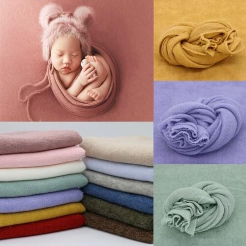 Newborn Photography Props Background Knitted Blanket Baby Photo Background Cloth Studio Accessories Stretch Wrap 13 Colors
