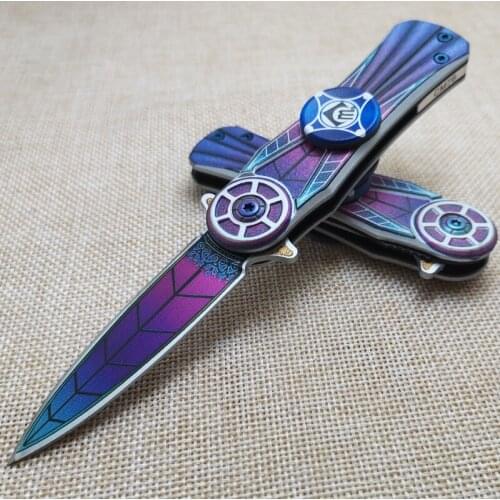 High Quality Folding Pocket Knife Outdoor Handmade Camping Knives 440C Blade Kitchen Tool Chef Fruit Knife Hunting Spinning Top