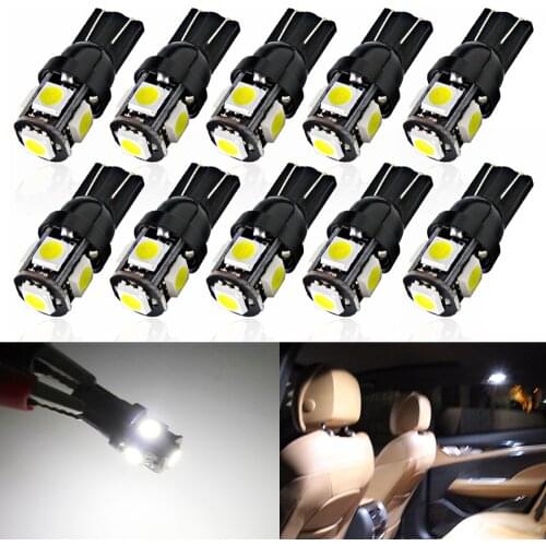 10Pcs T10 Led Canbus W5W Led Bulbs 168 194 6000K White Signal Lamp Dome Reading License Plate Light Car Interior Lights Auto 12V