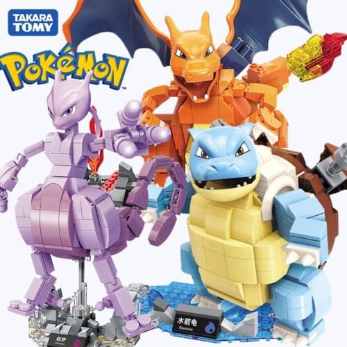 TOMY Anime Pokemon Pikachu Charizard Venusaur Gyarados Blastoise DIYBuilding Blocks Model Sets Bricks Toys For Children Gift