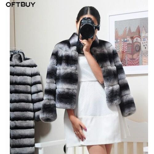 Vogue Fad Natural Rex Rabbit Fur Coat Real Fur Coat Winter Jacket Women Stand Collar Thick Warm Outerwear Streetwear Casual