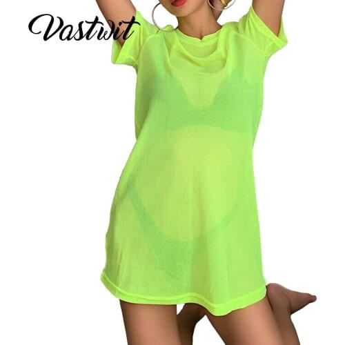 Women Short Sleeve Mesh Bikini Cover T-shirt Summer Casual Sunscreen Blouse