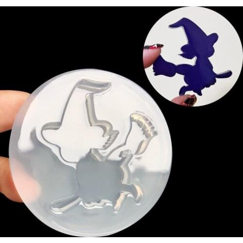 1Pcs Silicone Resin Little Witch Pendant Molds Uv Epoxy Mold For DIY Cellphone Paste Crafts Jewelry Making Mold Tools