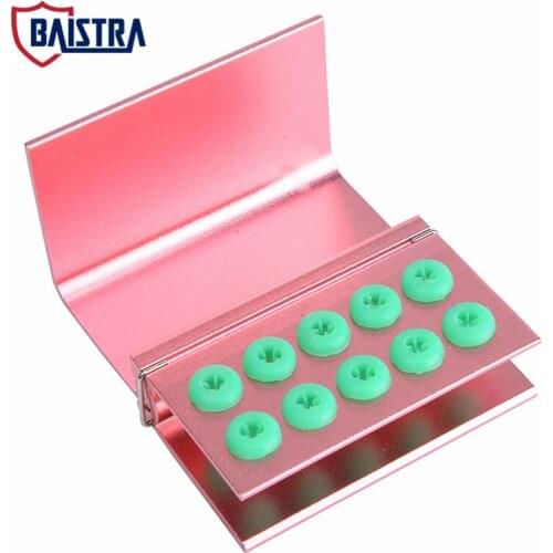 10 Holes Dental Bur Holder Case Autoclavable Metal Block with Cover Silicon for FG RA Burs