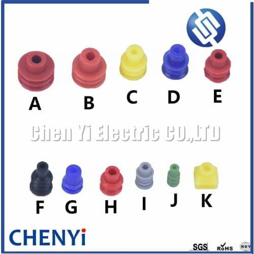 100pcs 1/1.5/1.8/3.5/6.3mm car wire connector waterproof ring circle rubber seal hollow plug silicone sheath cap for VW tyco etc