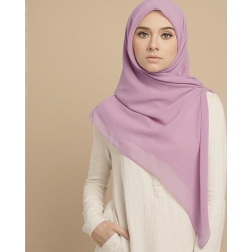 110*110cm Plain Chiffon Hijab Scarf Muslim Women Square Head Scarves Malaysia Hijab Femme Musulman Soft Headscarf Islamic Shawl