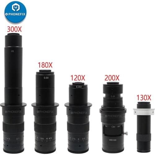 120X 180X 300X Adjustable Zoom C mount Lens Magnification 25mm For HDMI USB Industry Video Microscope Camera PCB SMD Soldering