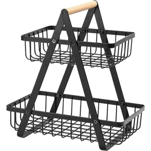 2-Tier Countertop Fruit Basket Fruit Bowl Bread Basket Vegetable Holder for Kitchen Storage (Upgrade and Detachable)