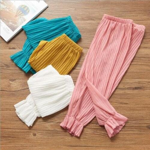 2020 Summer Baby Girls Chiffon Trousers Kids School Cute Leggings Girls Sport Outdoor Pleated Pants Girls Clothes