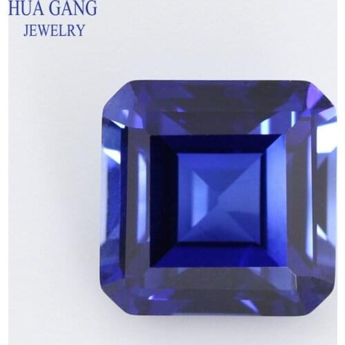 34# Blue Corundum Stones Square Octangle Shape Parallel Cut Synthetic Corundum Gems For Jewelry Size 4x4~10x10mm Free Shipping
