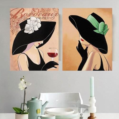 Diy 5d Diamond Embroidery Diamond Painting 2pcs Portrait Hat Woman Painting Diamond Mosaic Cross Stitch Rhinestone