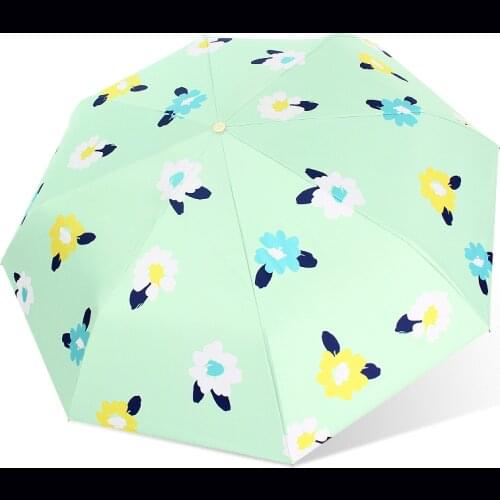 Black Coating Umbrella Automatic Folding Womens Umbrella Three-folding Umbrella Windproof Creative Sun Umbrella Parasol