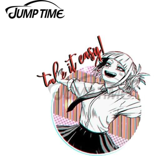 Jump Time 13 x 12cm For Himiko Toga Take it Easy Car Stickers Windshield Wall Waterproof Decal VAN Personality Car Assessoires