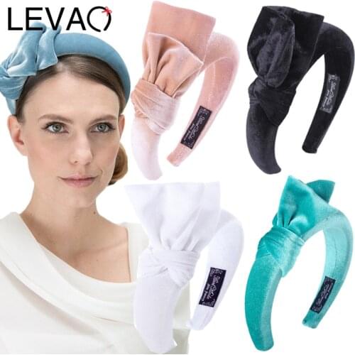 LEVAO Bow Velvet Headband Flannel Double Autumn Winter Warm Hair Band Fashion Women Head Hoop Girl Hair Accessories