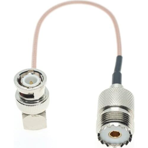 BNC Male Right Angle RA To UHF Female SO239 Pigtail Jumper Coax RF RG316 Cable