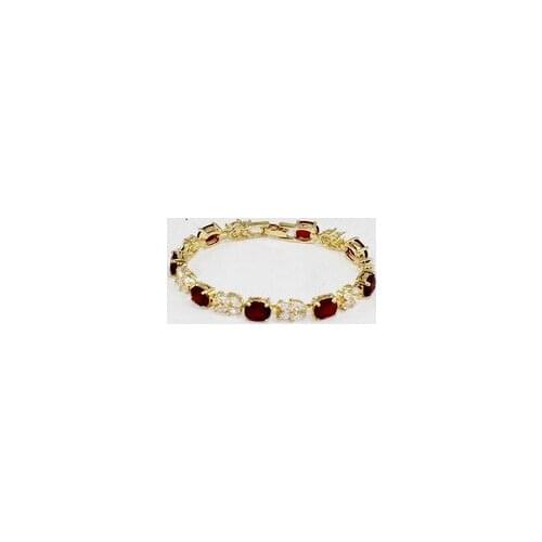 Natural Ruby 14 K GOLD Bangle bracelet B20 Girl Woman MEN Quartz jewelry 2 pcs Lustrous 14k Gold Plated