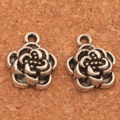 Begonia Flowers Spacer Charm Beads 50PCS Zinc Alloy Pendants Alloy Handmade Jewelry DIY L343 12.5x15mm