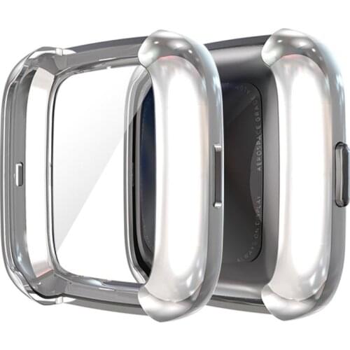 For Fitbit Versa 2 Anti-fall Watch Bumper Dial Polyurethane Electrolytic Case Watch Face Frame Bracelet Screen Shell Cover