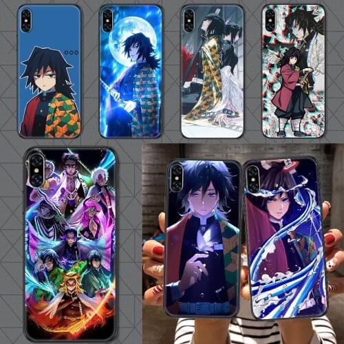 Demon Slayer Tomioka Giyuu Phone Case Cover Hull For iphone 5 5s se 2 6 6s 7 8 12 mini plus X XS XR 11 PRO MAX black silicone