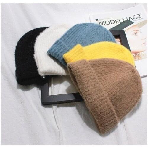 Colour Hats Woman Winter Mao Rongmao Line Cap Knitting Hat Volume The Edge Of All-match Leisure Time Full Hat Pullover Cold Hat