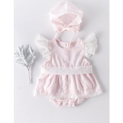 Baby Romper Lace Fly Sleeve Clothes Cotton Hat-shirt for Climbing Wearing Princess Sweet New Born Baby Dress Baby Girl Clothes