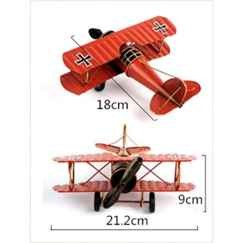 21cm Iron Airplane Figurines Retro Metal Plane Model Vintage Home Decoration Accessories Aircraft for Kids Gifts Ornament