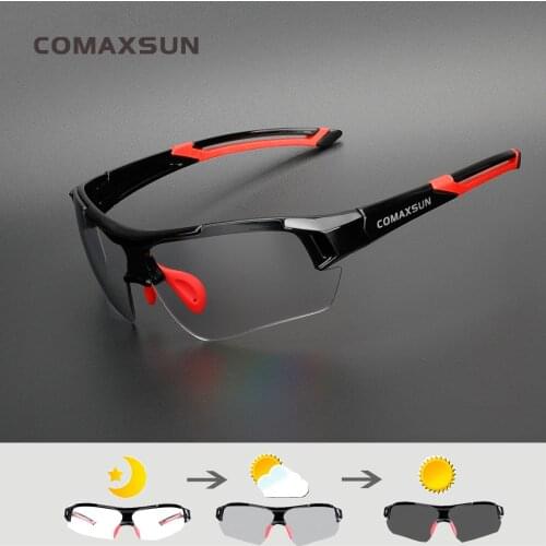 COMAXSUN Photochromic Cycling Glasses Discoloration Glasses MTB Road Bike Sport Sunglasses Bike Eyewear Anti-UV Bicycle Goggles