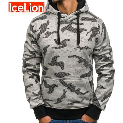IceLion Camouflage Hoodies Men Sweatshirts Fleece Hoodies Men Thick Long Sleeve Casual Men Hoodied Sportswear 2021 Winter New