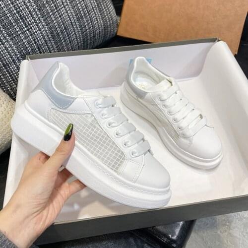 Fashion Platform Sneakers Women White Shoes Thick-soled Vulcanized Casual Shoes Ladies Breathable Spring Summer Trainers NVX384