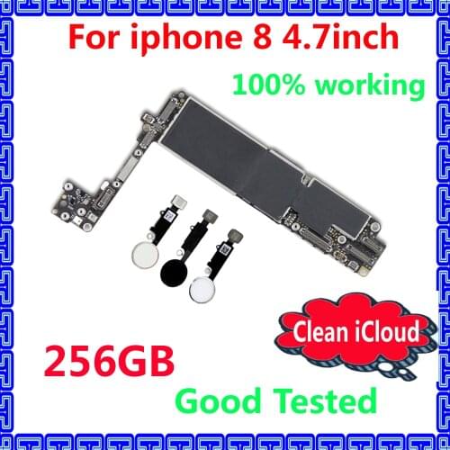 100% Original motherboard with chips for iphone 8 256GB Factoy unlocked IOS mainboard Free iCloud logic board with / NO Touch ID