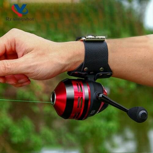 Metal Catapult Fishing Reels Speed Ratio 4.3:1 Handle Changeable Closed Slingshot Bow Fish Wheel for Outdoor Hunting Shooting