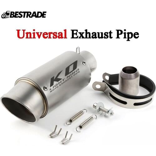 Motorcycle Universal Exhaust Pipe Stainless Steel 38-51mm Muffler Tube Silencer Muffler Baffler System 250mm Length