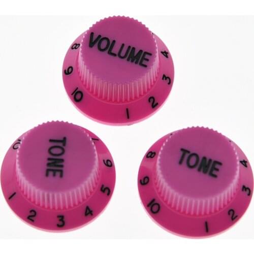 KAISH Set of 3 Purple with Black ST Guitar Knobs Volume & Tone Knob