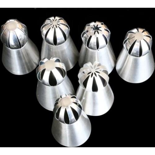 7pcs Sphere Ball Shape Cream Stainless Steel Russian Icing Piping Nozzle Pastry Cupcake Tips Bicos De Confeitar