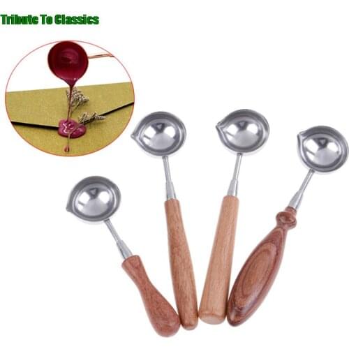 NEW! Anti-Hot Sealing Wax Spoon Wood Handle Retro Wax Stamping Spoons Invitation Cards Decorative Stamps Craft
