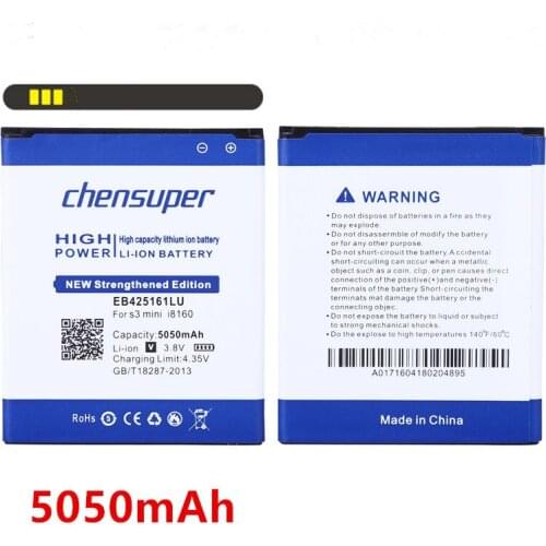 NEW chensuper 5050mah EB425161LU For Samsung Galaxy S3 Mini Battery I8160 S7562 I8190 I669 Ace2 S7568 S7566 S7572 I759 Mini S3
