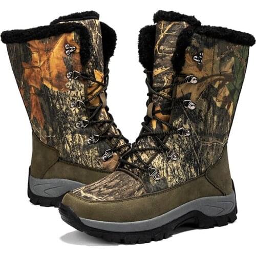 Autumn Winter Warm Plush Fur Camo Military Boots Men Special Force Tactical Sneakers Outdoor Combat Shoes Man Mountain Climbing