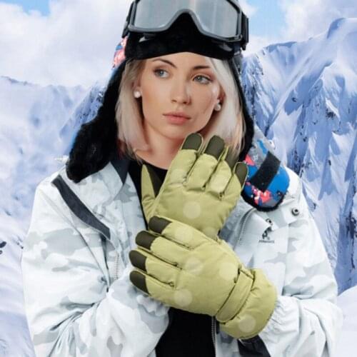 Women Cute Winter Snowboard Ski Gloves Female With Pile Up Warm Skiing Cycling Gloves Waterproof Ultra-light Fleece Gloves