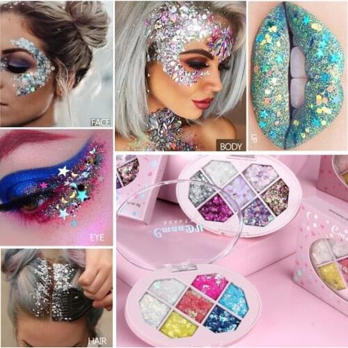Professional Makeup Metallic Glitter 7 Colors In 1 Palette Glitter Bulk For Eyes Face Hair Facial Beauty Cosmetic Makeup