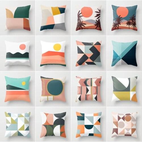 Simple Abstract Geometric Soft Pillow Case Gray Pillow Living Room Sofa Ins Cushion Cover Warm Color Nordic Style Modern