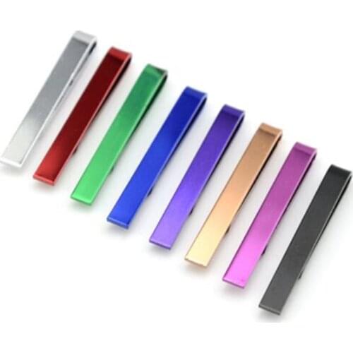 Simple Colorful Copper tie clip Mens RED/CHAMPANGE/BLACK/GREEN/BLUE/PURPLE Metal tie clasp 43x5mm one piece y1517