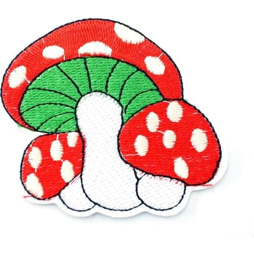 Mushroom Size:6.7x8.0cm Embroidered Badges Patch Jeans Bag Clothes Apparel Sewing Decoration Applique Bagde Patches Accessories