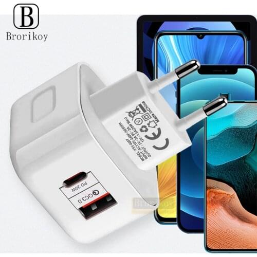 20W PD Charger Quick Charge QC 3.0 USB C TypeC Wall Adapter Fast Charging Phone For iPhone 12 Pro Max 11 8 Samsung Huawei Xiaomi