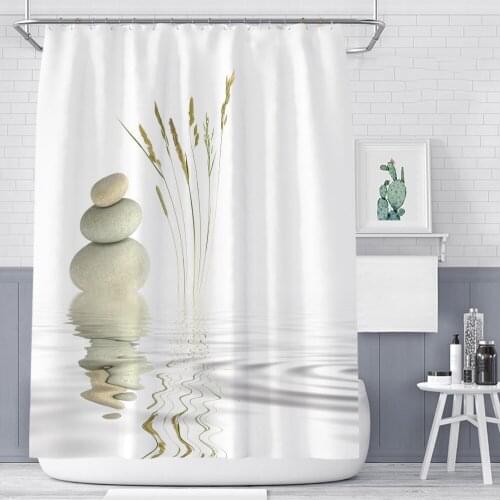 Nordic minimalist Zen stone yoga waterproof and mildewproof distribution hook bathroom shower curtain partition curtain
