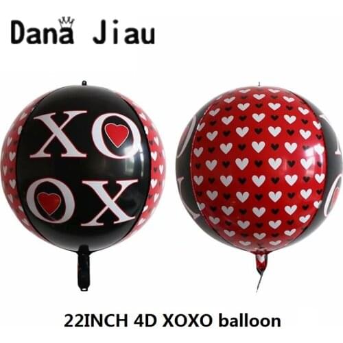 Wed decor 4D XOXO young people wedding decoration Foil Balloon Valentines Day rose gift anniversary day red lip kiss ball