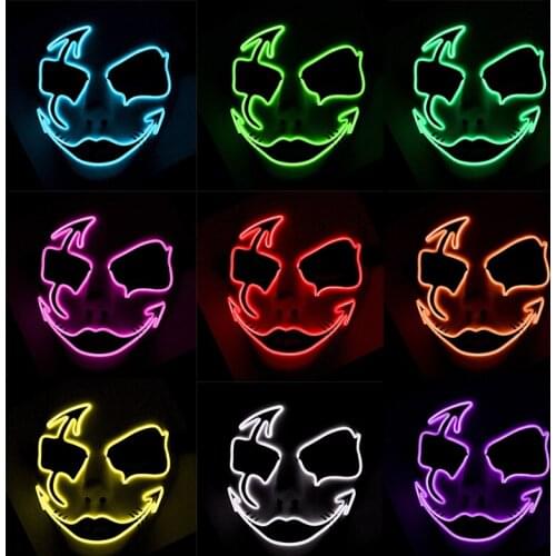 Glowing Arrow Scar EL Wire Mask Horror Costume Accessories Anonymous Joker Luminous Led Mask For Halloween Carnival Cosplay