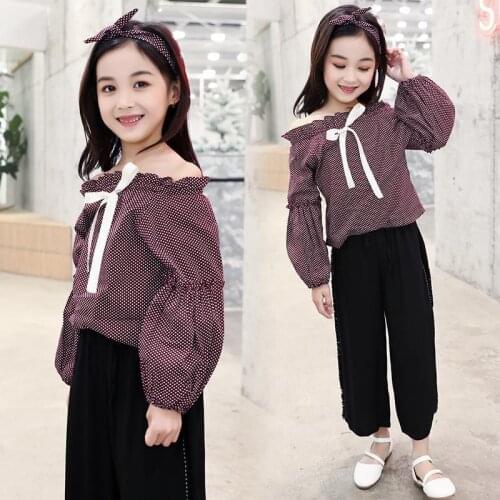 Girls Spring Clothing 2020 New Style Children Korean-style off-Shoulder Shirt Tops Gas Long-sleeve Blouse Teenager Clo