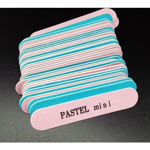 High Quality! 100pcs double color75mm nail files Pink&Blue "Pastal Mini" wood Nail File 180/240 Disposable Manicure Tools